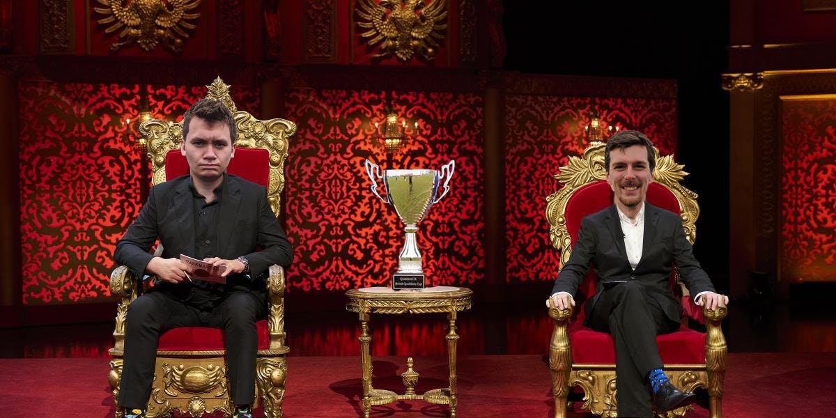 A manipulated photo of the Taskmaster set with QuidditchUK leadership in the seats